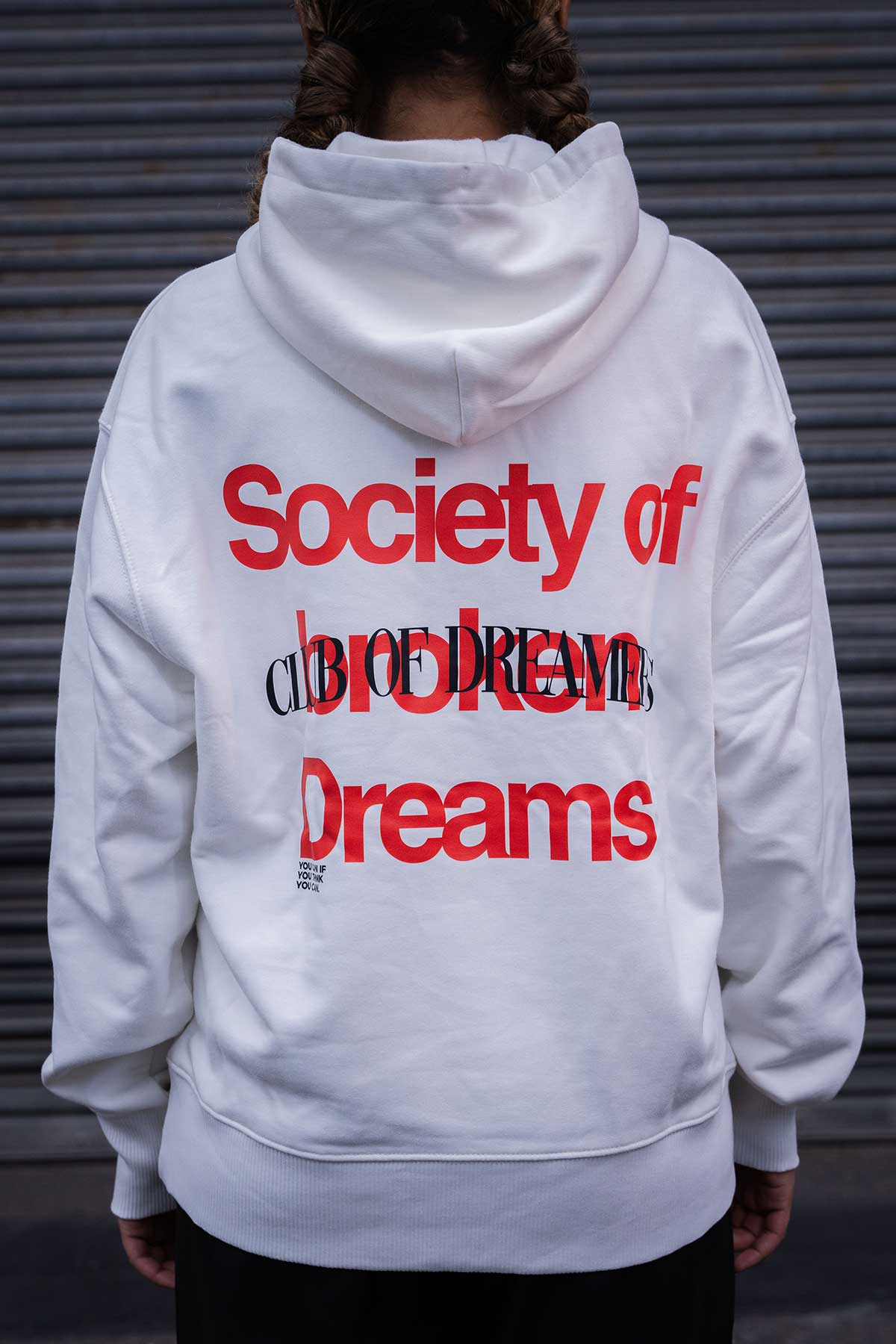 Society Off Weißer Off-White Oversize Hoodie Pullover Sweatshirt Herren Damen mit Print Stick Rose W - Hinten