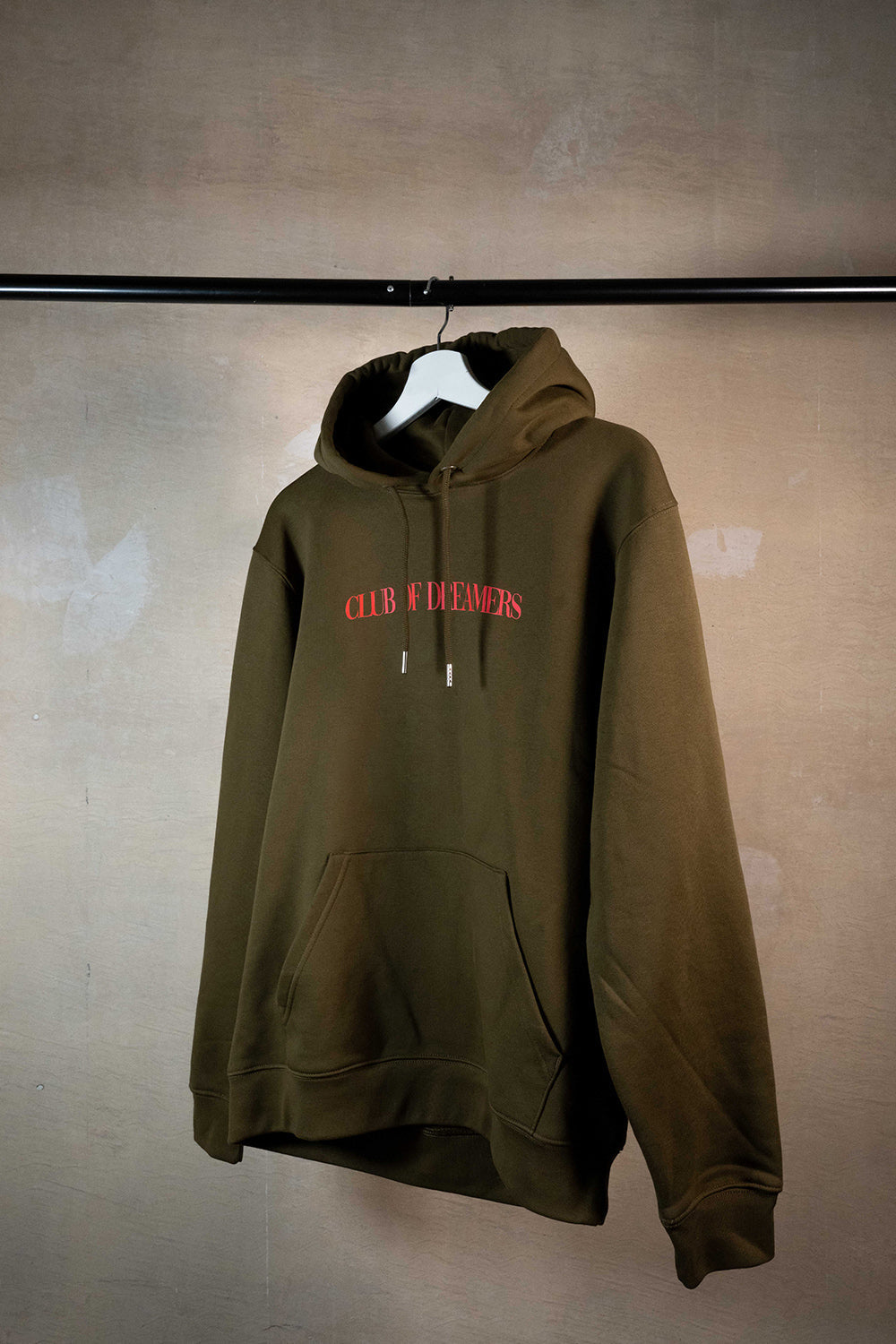 Streetwear Brand Oversize Hoodie Kapuzenpullover Damen Herren Grün Dunkelgrün Khaki Bio Baumwolle Schrift Brust Front Print Unisex Dreamchaser Chaser Dream Club of Dreamers Marke Beste