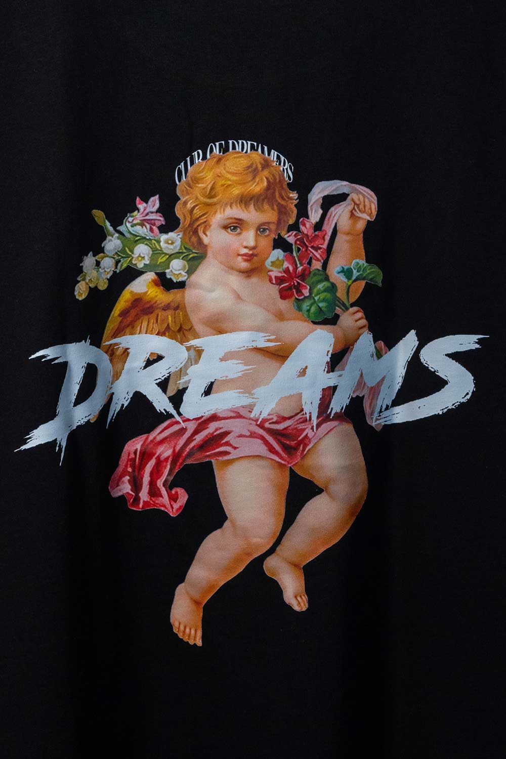 Streetwear Brand Oversize T-Shirt Damen Herren Schwarz Black Bio Baumwolle Schrift Rücken Print Unisex Dreams Club of Dreamers Marke Beste Close-Up