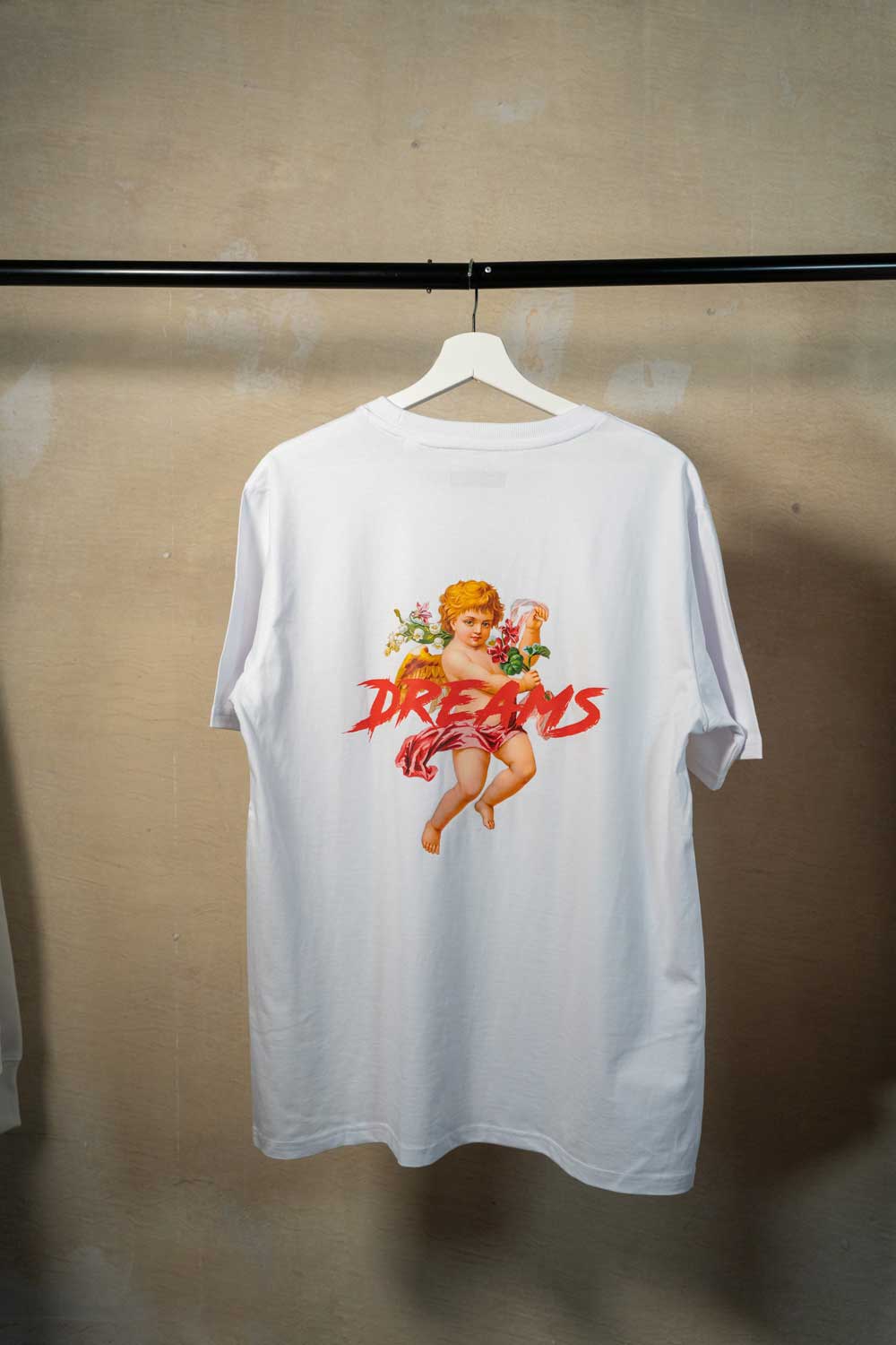 Streetwear Brand Oversize T-Shirt Damen Herren Weiß White Bio Baumwolle Schrift Rücken Print Unisex Dreams Club of Dreamers Marke Beste