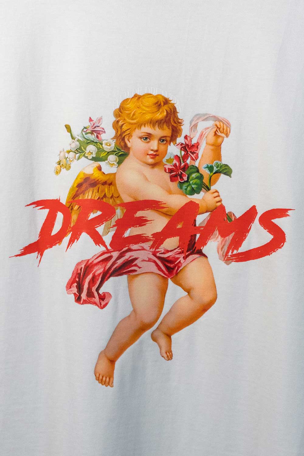 Streetwear Brand Oversize T-Shirt Damen Herren Weiß White Bio Baumwolle Schrift Rücken Print Unisex Dreams Club of Dreamers Marke Beste Close-Up