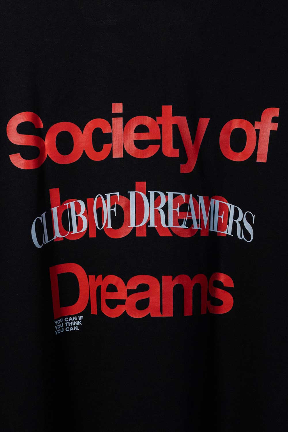 Streetwear Brand Oversize T-Shirt Damen Herren Schwarz Black Bio Baumwolle Schrift Rücken Print Unisex Society of Club of Dreamers Marke Beste Close Up